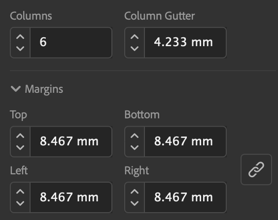InDesign Page Settings